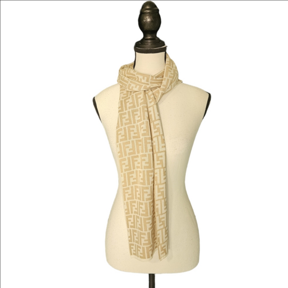 Fendi Beige Monogram Scarf - Picture 2 of 10